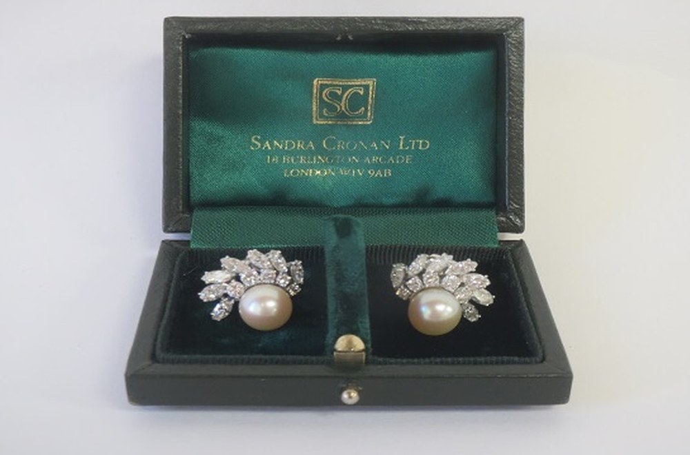 Pearl and diamond earrings sold in a specialist jewellery auction