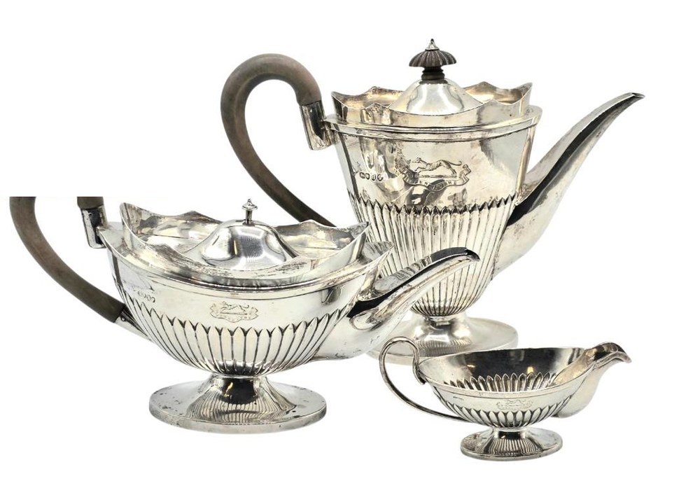 A Victorian silver tea set